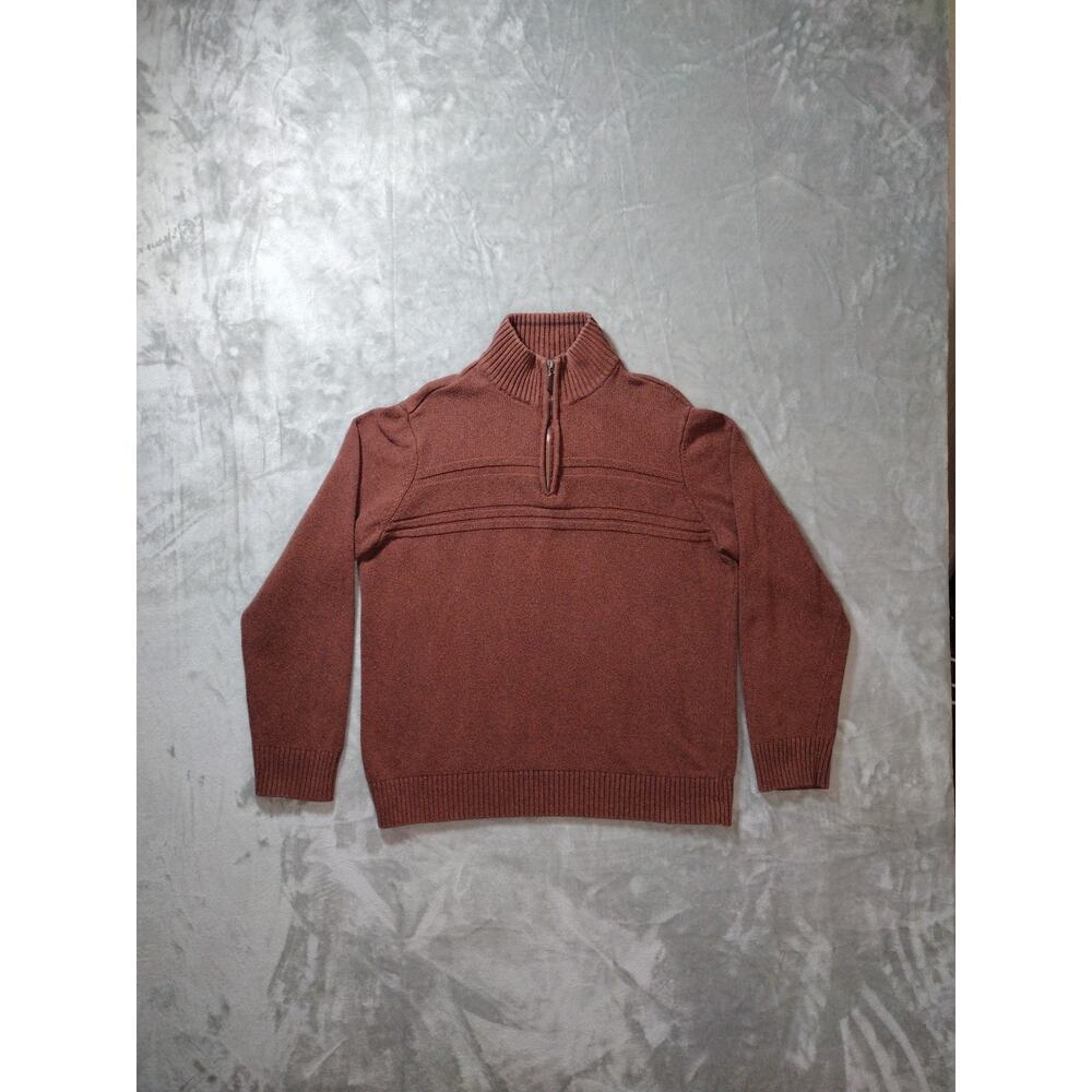 Dockers Quarter Zip Sweater Mens L Heather Orange 100% Cotton Academia Dadcore